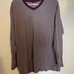 Wolsey Mens Long Sleeve Shirt XL Maroon Striped Gorp Core Outdoors Hiking 3068